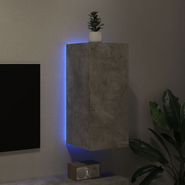 TV-seinäkaappi LED-valoilla betoninharmaa 30,5x35x70 cm