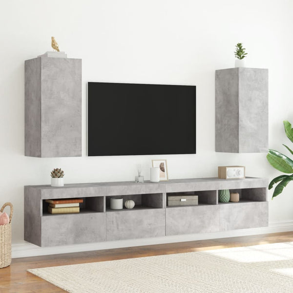 TV-seinäkaappi LED-valoilla betoninharmaa 30,5x35x70 cm