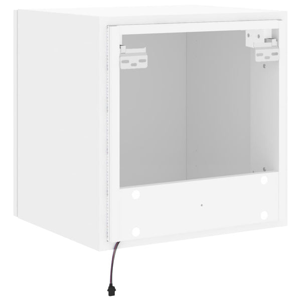 TV-seinäkaappi LED-valoilla valkoinen 40,5x35x40 cm