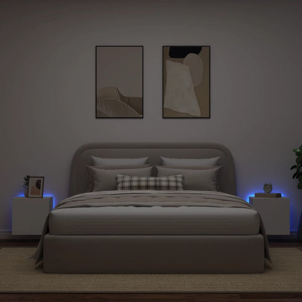 TV-seinäkaapit LED-valoilla 2 kpl valkoinen 40,5x35x40 cm