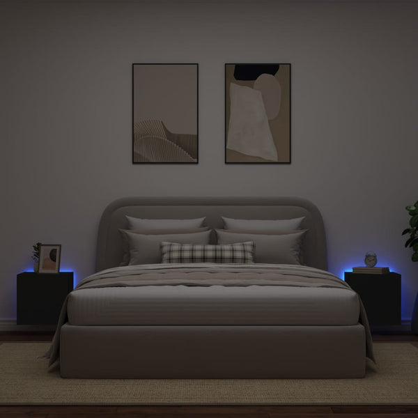 TV-seinäkaapit LED-valoilla 2 kpl musta 40,5x35x40 cm