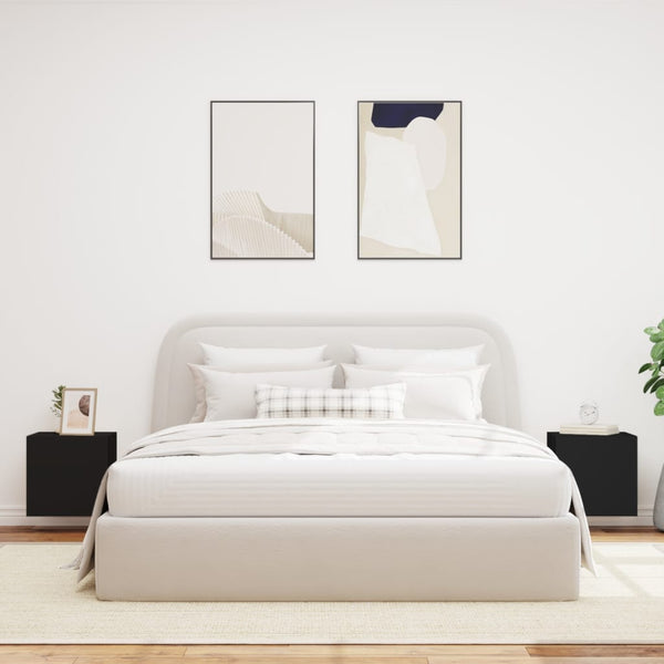 TV-seinäkaapit LED-valoilla 2 kpl musta 40,5x35x40 cm