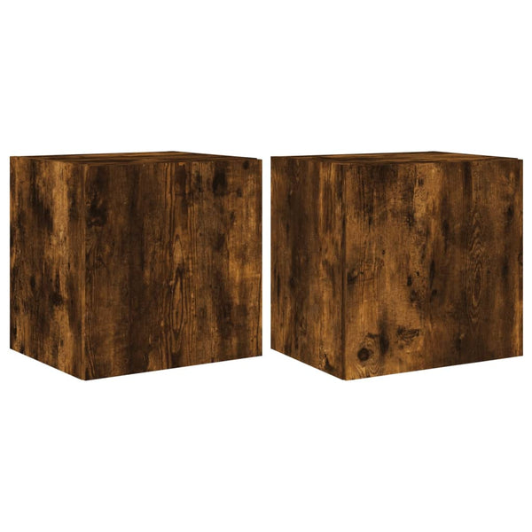 TV-seinäkaapit LED-valoilla 2 kpl savutammi 40,5x35x40 cm