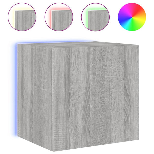 TV-seinäkaapit LED-valoilla 2 kpl harmaa Sonoma 40,5x35x40 cm