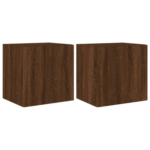 TV-seinäkaapit LED-valoilla 2 kpl ruskea tammi 40,5x35x40 cm