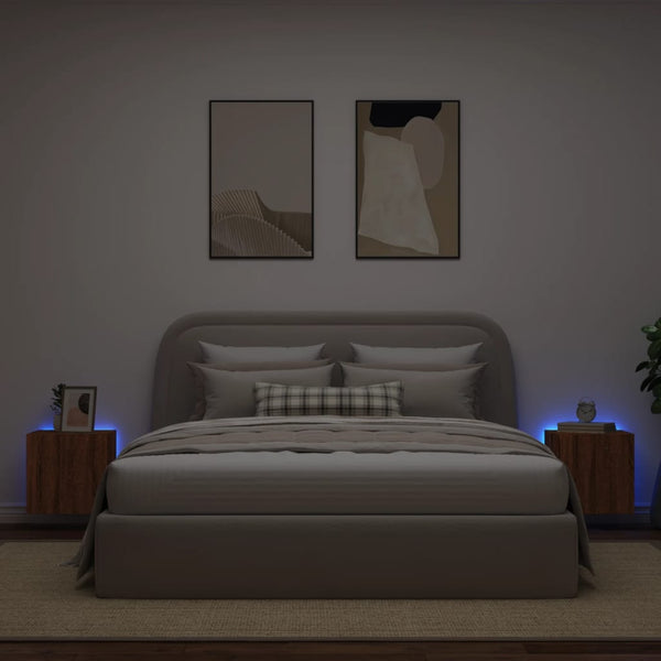 TV-seinäkaapit LED-valoilla 2 kpl ruskea tammi 40,5x35x40 cm