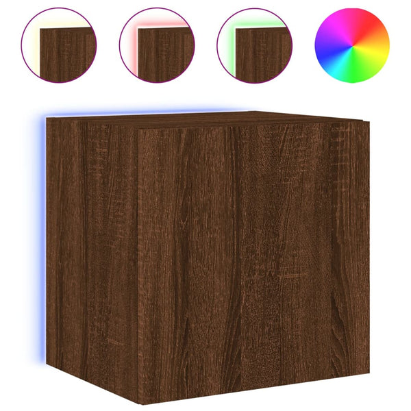 TV-seinäkaapit LED-valoilla 2 kpl ruskea tammi 40,5x35x40 cm