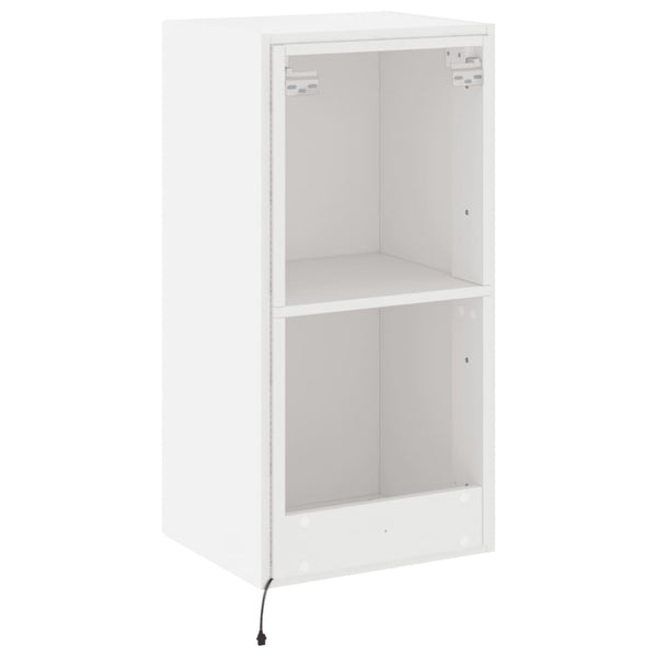 TV-seinäkaappi LED-valoilla valkoinen 40,5x35x80 cm