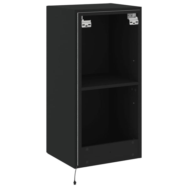 TV-seinäkaappi LED-valoilla musta 40,5x35x80 cm