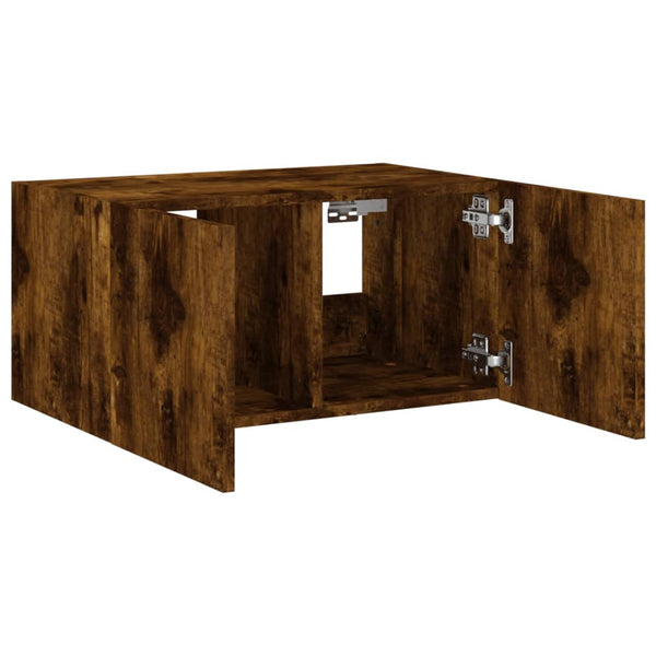 TV-seinäkaappi LED-valoilla savutammi 60x35x31 cm
