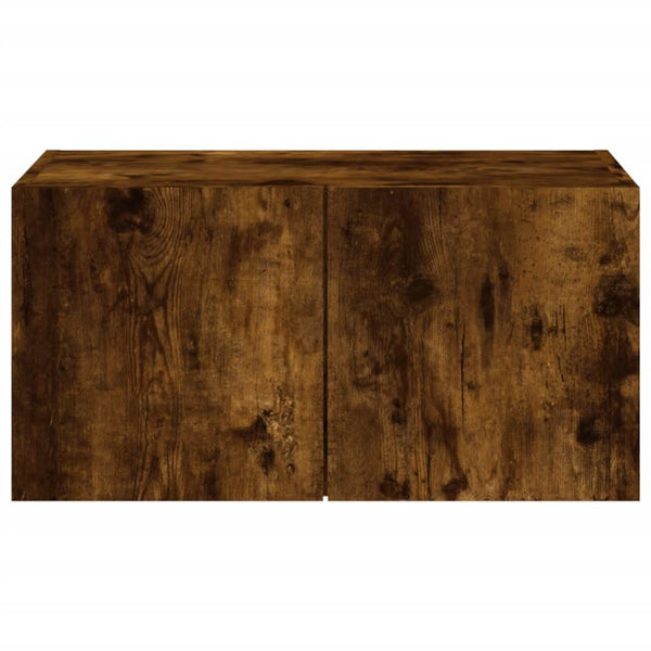 TV-seinäkaappi LED-valoilla savutammi 60x35x31 cm
