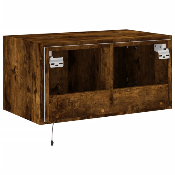TV-seinäkaappi LED-valoilla savutammi 60x35x31 cm