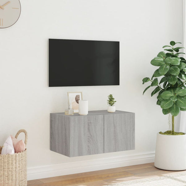 TV-seinäkaappi LED-valoilla harmaa Sonoma 60x35x31 cm