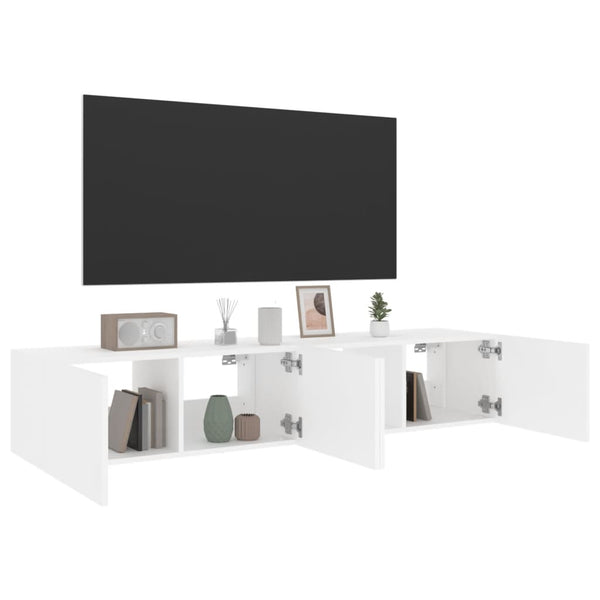 TV-seinäkaapit LED-valoilla 2 kpl valkoinen 80x35x31 cm