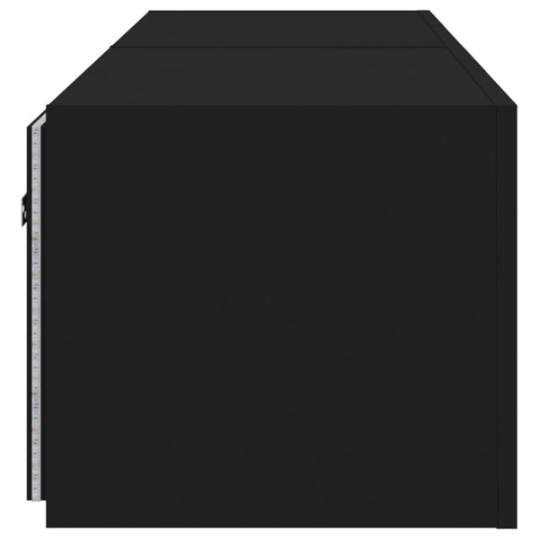 TV-seinäkaapit LED-valoilla 2 kpl musta 80x35x31 cm