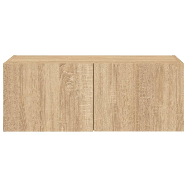 TV-seinäkaappi LED-valoilla Sonoma-tammi 80x35x31 cm