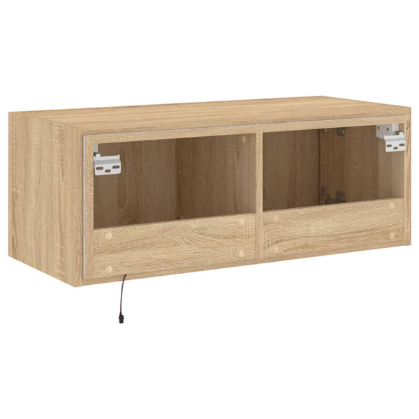 TV-seinäkaappi LED-valoilla Sonoma-tammi 80x35x31 cm