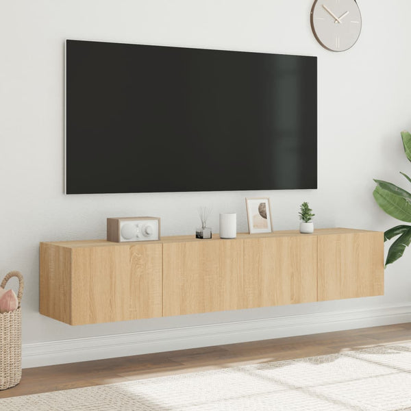 TV-seinäkaapit LED-valoilla 2 kpl Sonoma-tammi 80x35x31 cm