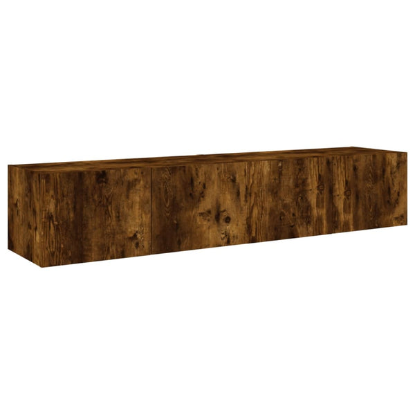 TV-seinäkaapit LED-valoilla 2 kpl savutammi 80x35x31 cm