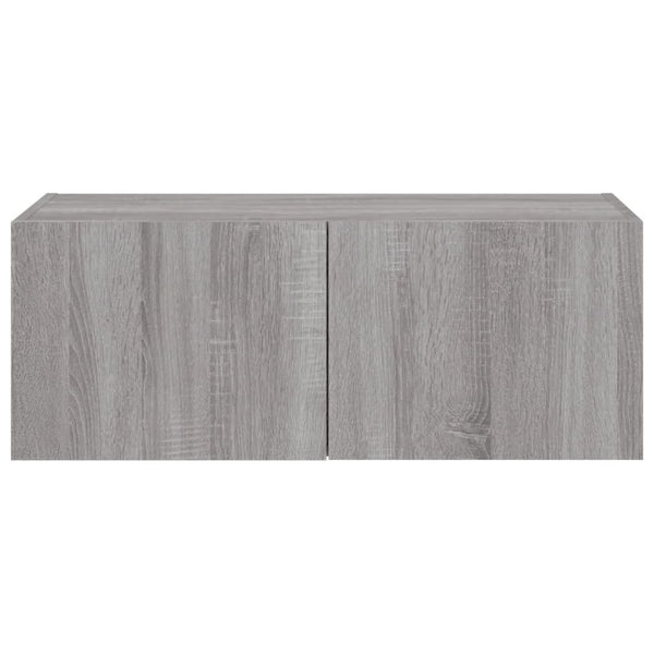 TV-seinäkaappi LED-valoilla harmaa Sonoma 80x35x31 cm