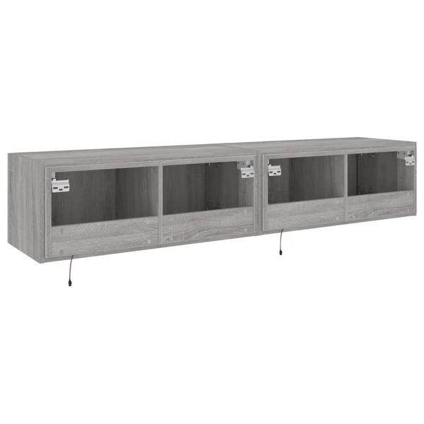 TV-seinäkaapit LED-valoilla 2 kpl harmaa Sonoma 80x35x31 cm