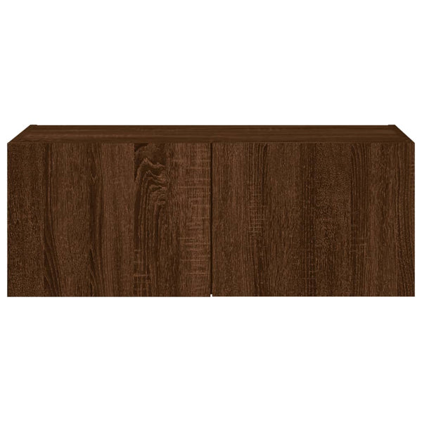 TV-seinäkaappi LED-valoilla ruskea tammi 80x35x31 cm