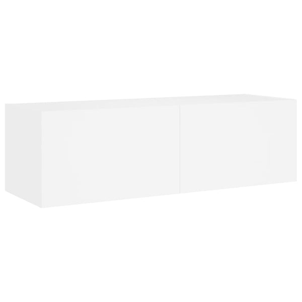 TV-seinäkaappi LED-valoilla valkoinen 100x35x31 cm