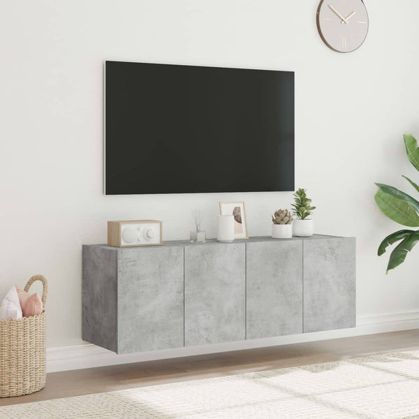 TV-seinäkaapit LED-valoilla 2 kpl betoninharmaa 60x35x41 cm
