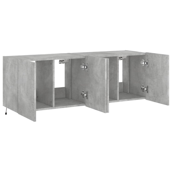 TV-seinäkaapit LED-valoilla 2 kpl betoninharmaa 60x35x41 cm