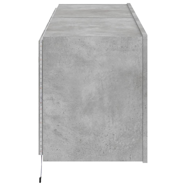 TV-seinäkaapit LED-valoilla 2 kpl betoninharmaa 60x35x41 cm
