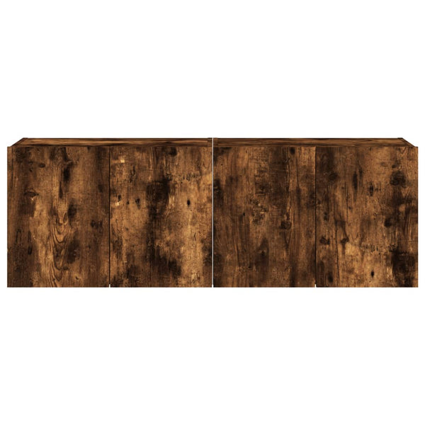TV-seinäkaapit LED-valoilla 2 kpl savutammi 60x35x41 cm