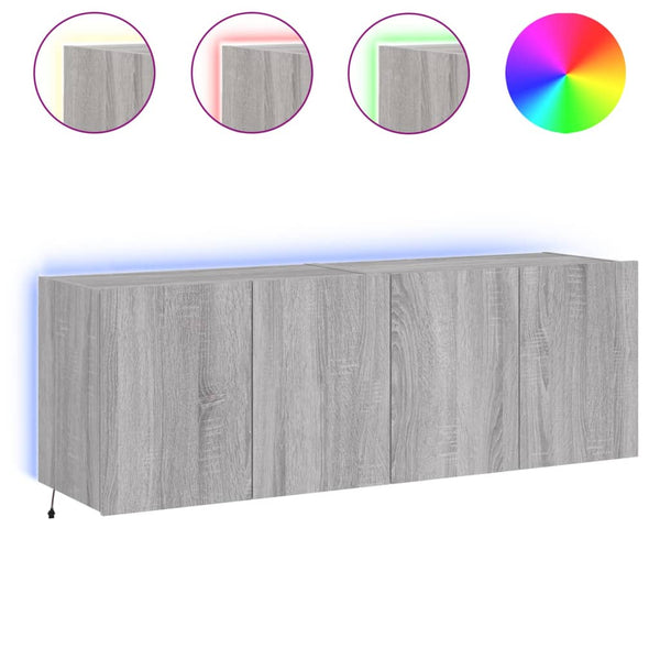 TV-seinäkaapit LED-valoilla 2 kpl harmaa Sonoma 60x35x41 cm