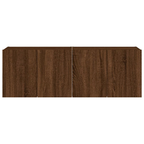 TV-seinäkaapit LED-valoilla 2 kpl ruskea tammi 60x35x41 cm