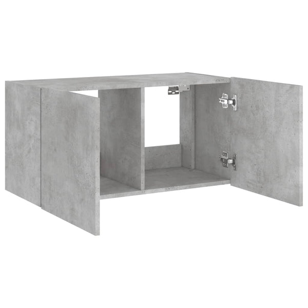 TV-seinäkaappi LED-valoilla betoninharmaa 80x35x41 cm