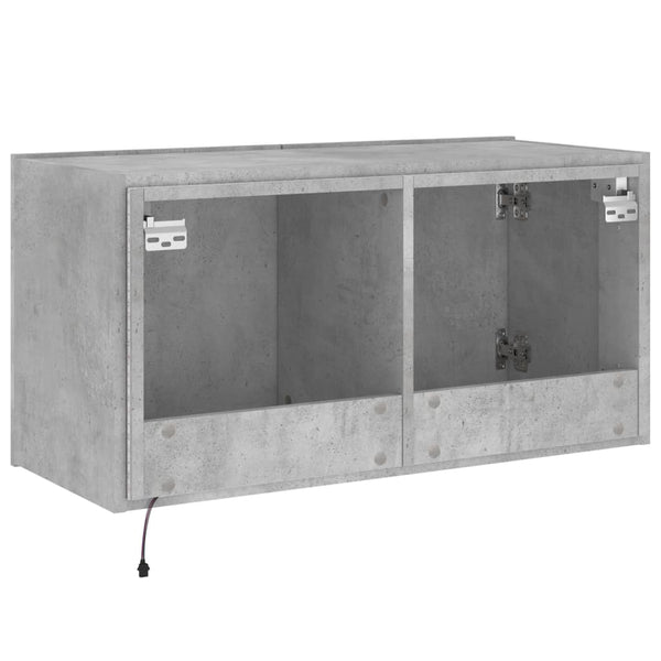 TV-seinäkaappi LED-valoilla betoninharmaa 80x35x41 cm