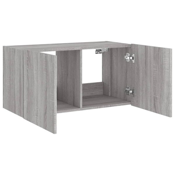 TV-seinäkaappi LED-valoilla harmaa Sonoma 80x35x41 cm
