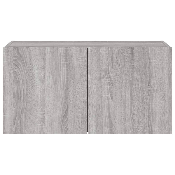 TV-seinäkaappi LED-valoilla harmaa Sonoma 80x35x41 cm