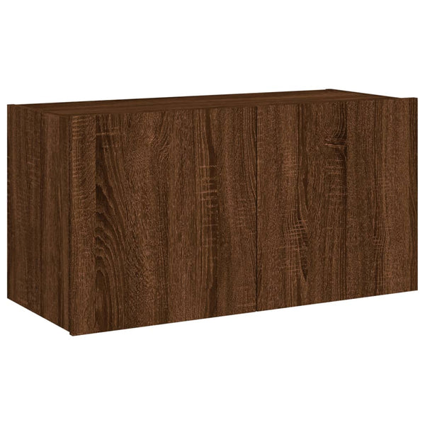 TV-seinäkaappi LED-valoilla ruskea tammi 80x35x41 cm