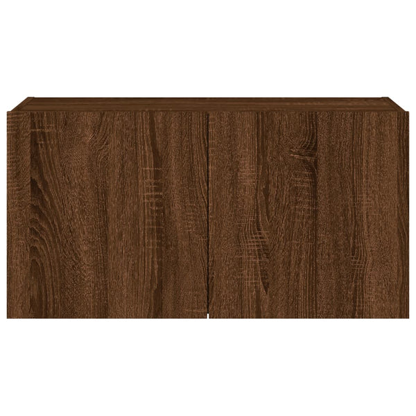 TV-seinäkaappi LED-valoilla ruskea tammi 80x35x41 cm