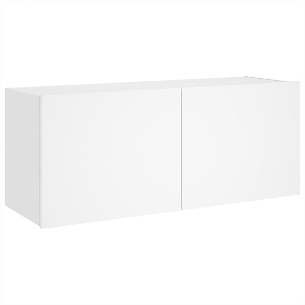 TV-seinäkaappi LED-valoilla valkoinen 100x35x41 cm
