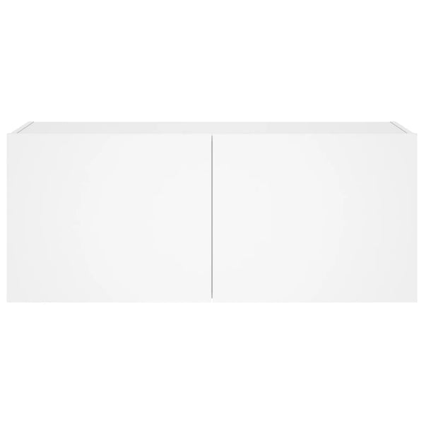 TV-seinäkaappi LED-valoilla valkoinen 100x35x41 cm