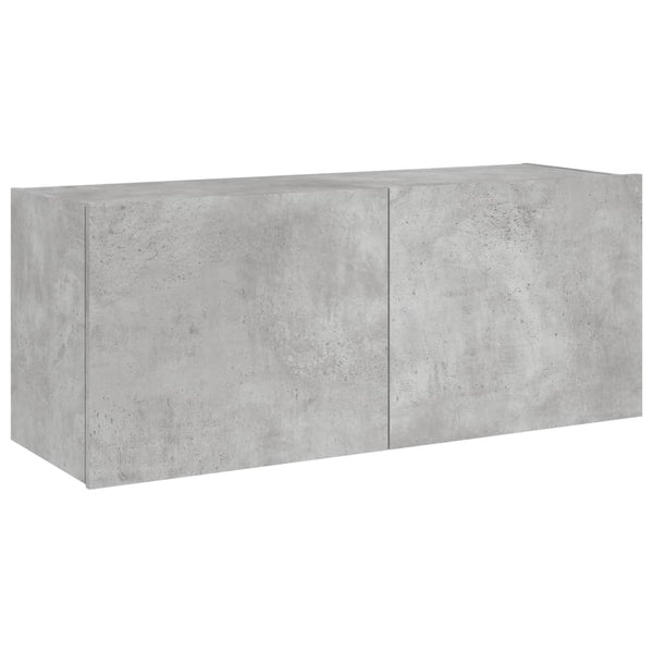 TV-seinäkaappi LED-valoilla betoninharmaa 100x35x41 cm