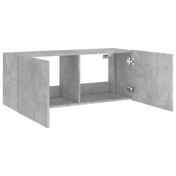 TV-seinäkaappi LED-valoilla betoninharmaa 100x35x41 cm