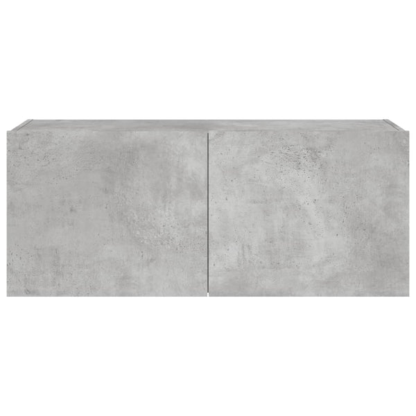 TV-seinäkaappi LED-valoilla betoninharmaa 100x35x41 cm