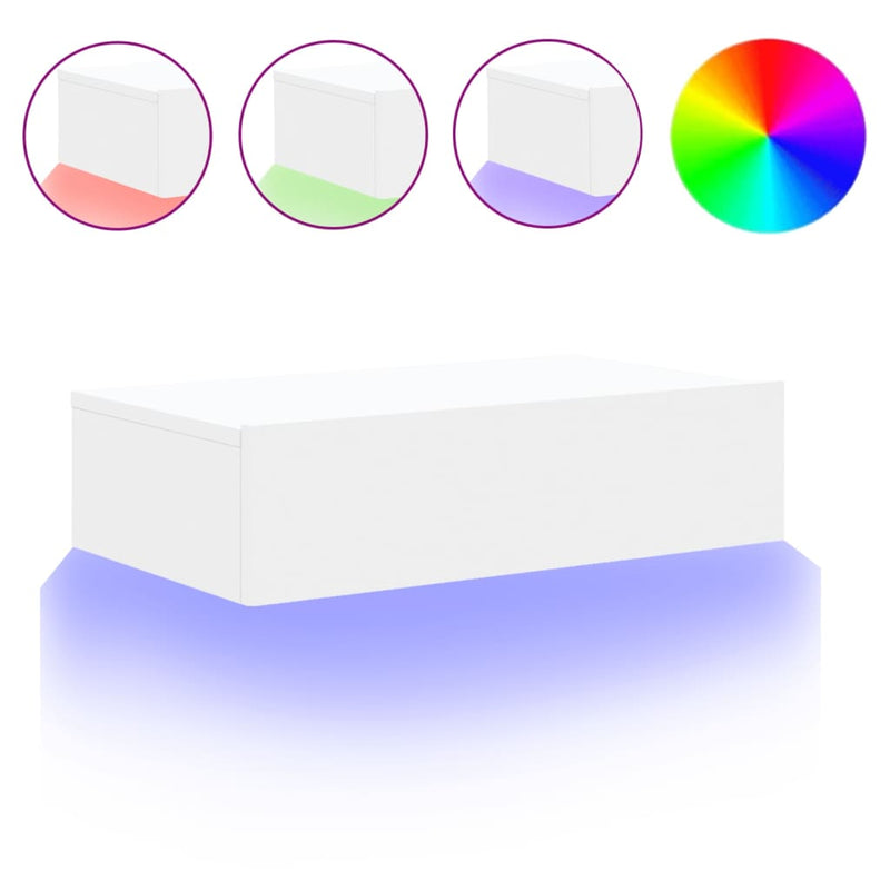 Valkoinen tv-taso led-valoilla Costachita 60x35x15,5cm