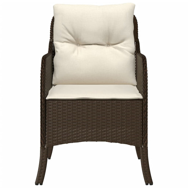 Puutarhatuolit tyynyillä 2 kpl ruskea polyrottinki