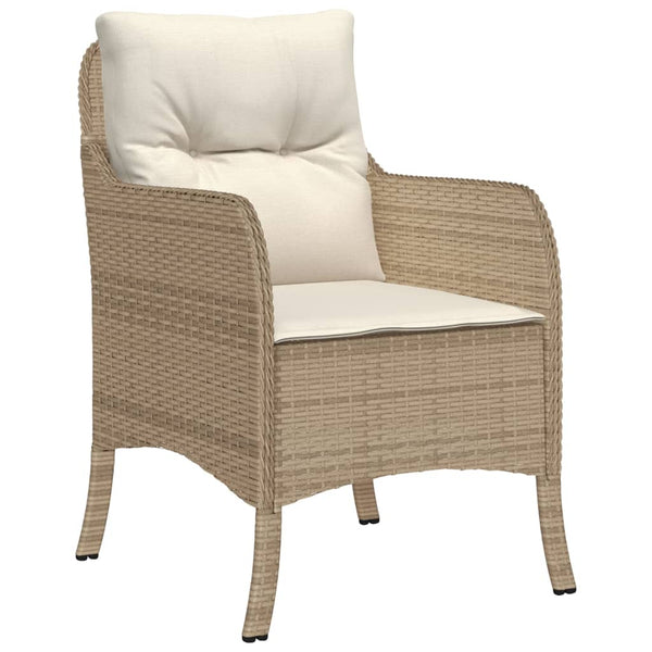 Puutarhatuolit pehmusteilla 2 kpl beige polyrottinki