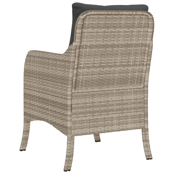 Puutarhatuolit tyynyillä 2 kpl vaaleanharmaa polyrottinki