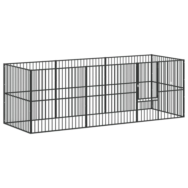 Musta koiranhäkki Hermihe (8 paneelia galvanoitu teräs)