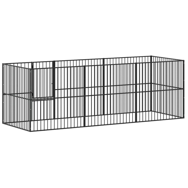 Musta koiranhäkki Hermihe (8 paneelia galvanoitu teräs)